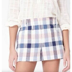VERONICA BEARD Ilene Plaid Mini Shorts Blue Womens Size 6